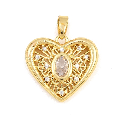 Brass Micro Pave Clear Cubic Zirconia Pendants CU-CBA9B49-01D-G-1