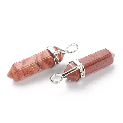 Natural Red Line Jasper Pointed Pendants G-M378-01P-A34-1