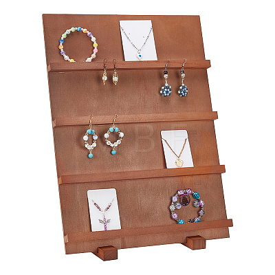 4-Tier Wood Slant Back Jewelry Display Card Stands FIND-WH0420-19B-1