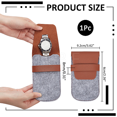 Portable PU Leather & Felt Single Watch Pouch Storage Bags ABAG-WH0248-501B-1