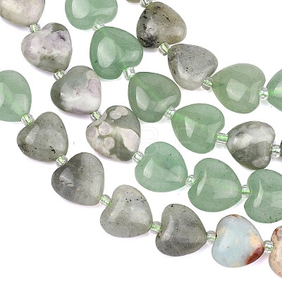 Gradient Color Synthetic Shoushan Stone & Natural Peace Jade & Green Aventurine & Labradorite Beads Strands G-B185-A05-1