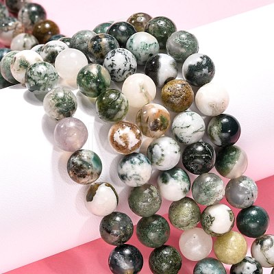 Natural Tree Agate Beads Strands G-H1633-8MM-1
