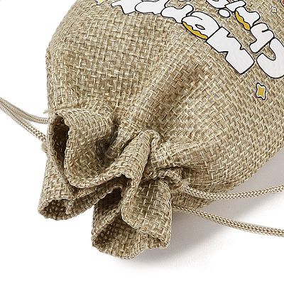 Christmas Printed Burlap Packing Pouches Drawstring Bags ABAG-Q053-02A-09-1