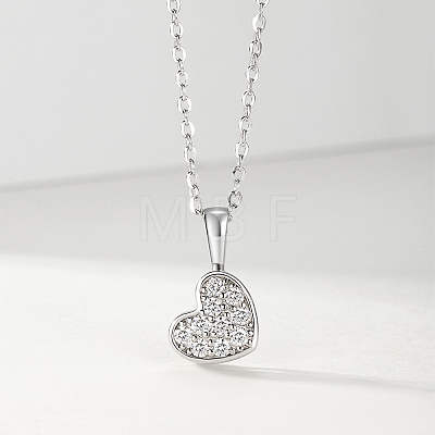 925 Sterling Silver Full Paved 0.22CT Crystal Moissanite Heart Pendant Necklaces for Women TX8783-1