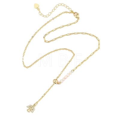 Adjustable Brass Cable Chain & Paperclip Chain Lariat Necklaces NJEW-JN06150-1