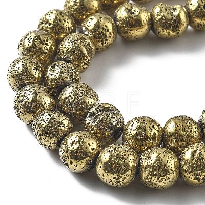 Electroplated Natural Lava Rock Beads Strands G-A251-E01-01A-1