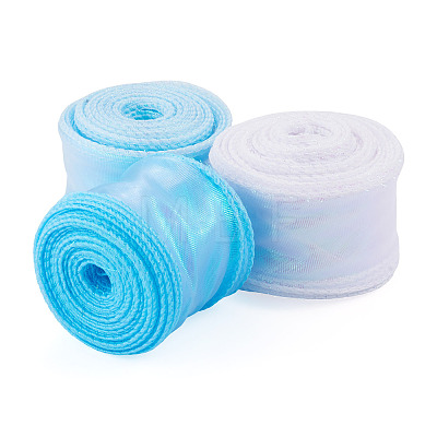 3Rolls 3 Styles Fishtail Yarn/Polyester Iridescent Ribbon for Bowknot Making OCOR-TA0004-19-1