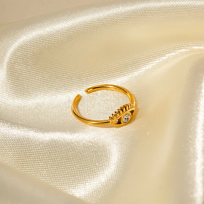 Adjustable 304 Stainless Steel with Cubic Zirconia Cuff Open Rings for Women LS-DT5559-1