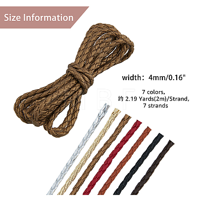 7 Strands 7 Colors Braided PU Leather Cords WL-FH0001-01-1