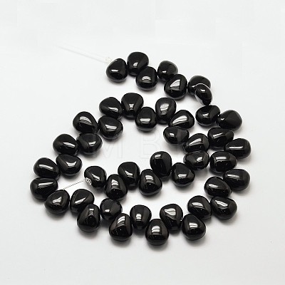 Dyed Natural Black Onyx Teardrop Beads G-P094-05-1