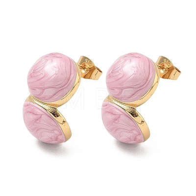 304 Stainless Steel Enamel Stud Earrings SA-CBA2696-32G-01-1