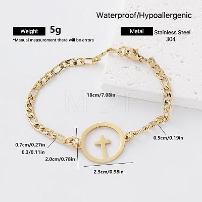 Religion 304 Stainless Steel Link Bracelets for Women AM7429-2-1