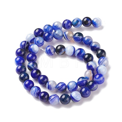Natural Striped Agate/Banded Agate Beads Strands G-G582-8mm-64-1