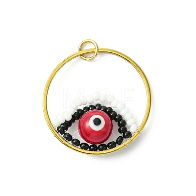 Glass Seed Beaded Evil Eye Pendants PALLOY-MZ00532-02-1