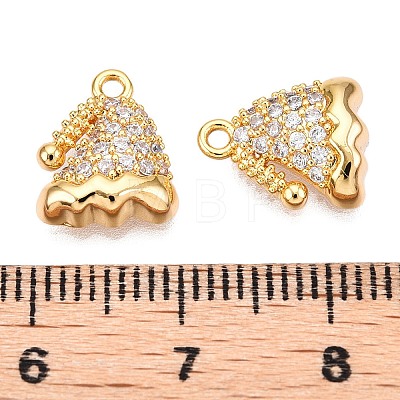 Christmas Theme Brass Pave Clear Cubic Zirconia Charms KK-T073-05G-1