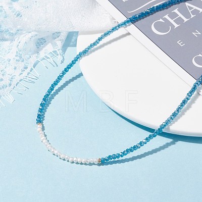 Natural Pearl & Faceted Glass Beaded Necklace for Teen Girl Women NJEW-JN03737-1