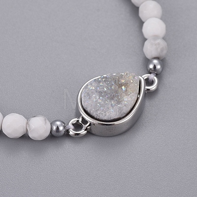 Natural Howlite Braided Bead Bracelets BJEW-I275-A01-1