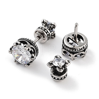 Crown 316 Surgical Stainless Steel Pave Clear Cubic Zirconia Ear False Plugs for Women Men EJEW-Z050-44A-AS-1