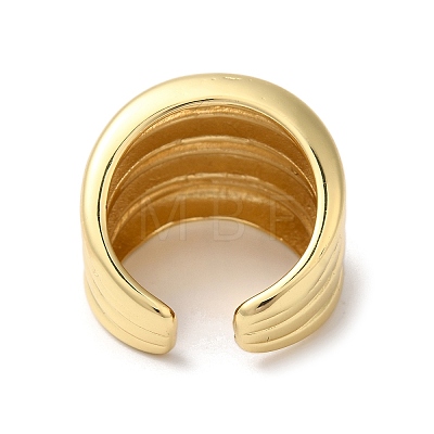 Rack Plating Brass Grooved Open Cuff Rings RJEW-S407-03G-1