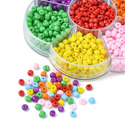1050Pcs 7 Color 6/0 Opaque Colours Glass Seed Beads SEED-CJ0001-19-1