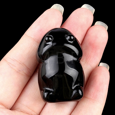 Natural Obsidian Carved Frog Figurines PW-WG73755-11-1