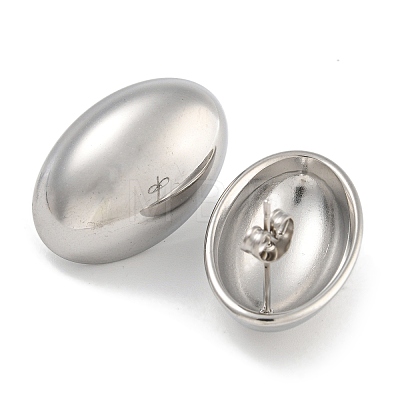 304 Stainless Steel Oval Stud Earrings for Women EJEW-U022-08P-1