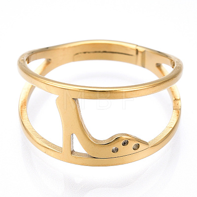 Ion Plating(IP) 304 Stainless Steel High-Heeled Shoes Adjustable Ring for Women RJEW-T027-07G-1