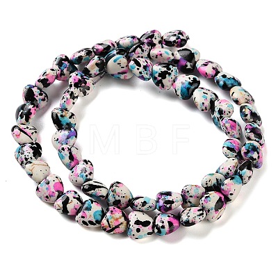 Spray Printed Synthetic Turquoise Beads Strands TURQ-P002-01A-03-1