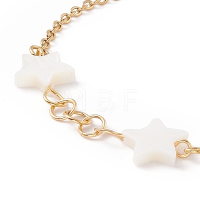Synthetic Shell Star Link Bracelet BJEW-F431-04G-1