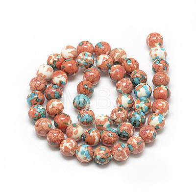 Synthetic Ocean White Jade Beads Strands G-S252-6mm-06-1