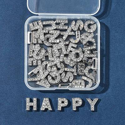 52Pcs 26 Styles Alphabet Alloy Initial Slide Charms with Grade A Rhinestones ALRI-FS0001-08-1