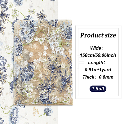 Embroidered Flowers Polyester Tulle Lace Fabric DIY-WH0449-31C-1