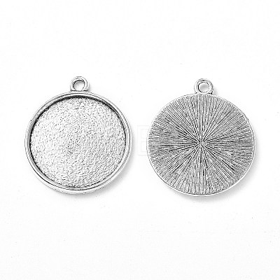 Tibetan Style Antique Silver Alloy Flat Round Pendant Cabochon Settings LS-TIBEP-M022-45AS-1