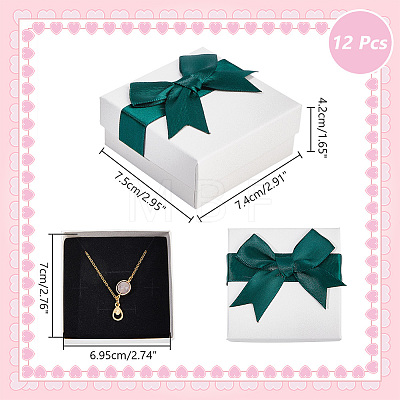  12Pcs Square Cardboard Jewelry Set Box CBOX-NB0001-29B-1