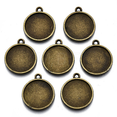 Tibetan Style Alloy Pendant Cabochon Settings X-TIBE-S322-002B-AB-NR-1