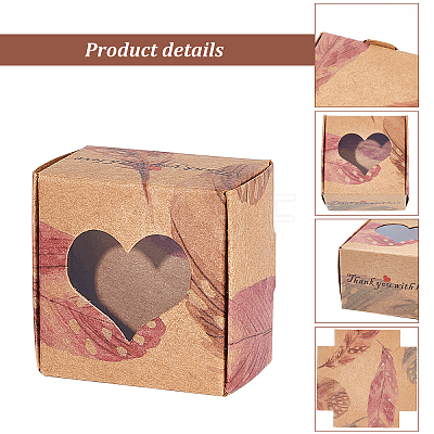   48Pcs 6 Style Square Foldable Creative Kraft Paper Gift Boxes CON-PH0002-67-1