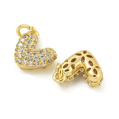 Rack Plating Brass Micro Pave Clear Cubic Zirconia Charms KK-Z067-23G-03-1