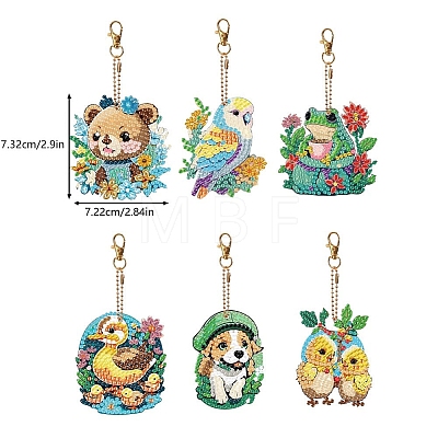 Animal Theme DIY Diamond Painting Keychain Kit PW-WG25379-01-1