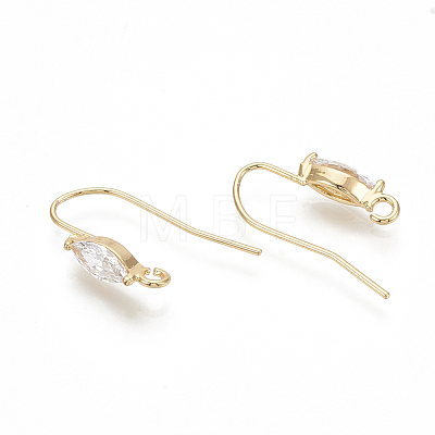 Brass Earring Hooks X-ZIRC-Q019-006G-1