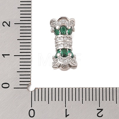 Rack Plating Brass Micro Pave Clear Cubic Zirconia Screw Clasps KK-S384-25P-02-1