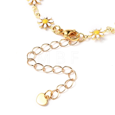 Brass Enamel Daisy Link Bracelets BJEW-JB05674-1