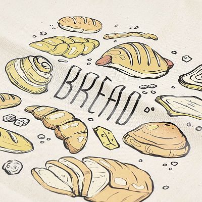 Cotton Cloth Bread Print Pouches ABAG-A012-01D-1