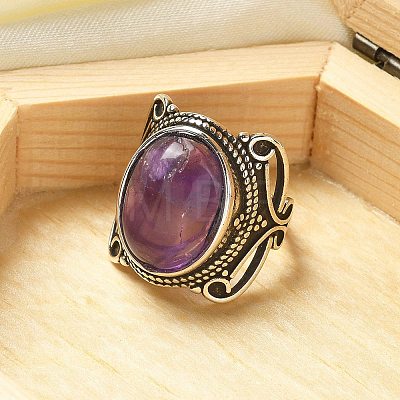 Natural Amethyst Adjustable Rings RJEW-I108-02AS-02-1