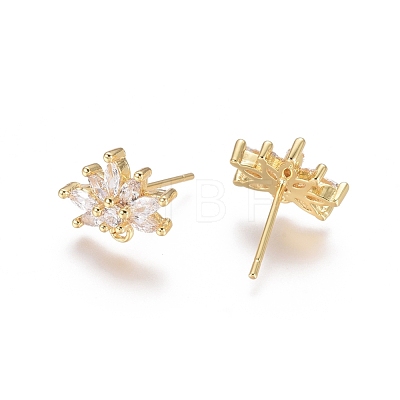 Brass Cubic Zirconia Stud Earring Findings EJEW-E257-06G-1