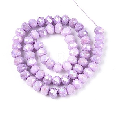 Anti-Tarnish Electroplate Rondelle Glass Beads Strands EGLA-T021-8mm-17-07-1