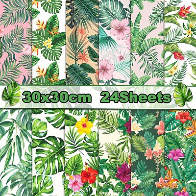 24 Sheets 2 Styles Hawaiian Monstera Leaf Scrapbooking Paper PW-WG88EF0-01-1