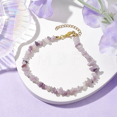 Natural Lilac Jade Anklets AJEW-AN00592-06-1