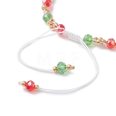 Christmas Handmade Glass Seed & Glass Braided Bead Bracelet BJEW-MZ00249-01-1