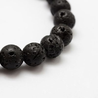 Natural Lava Rock Round Beads Stretch Bracelets BJEW-G550-07-4mm-1