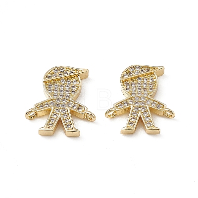 Brass Micro Pave Clear Cubic Zirconia Connetor Charms KK-E068-VB031-1